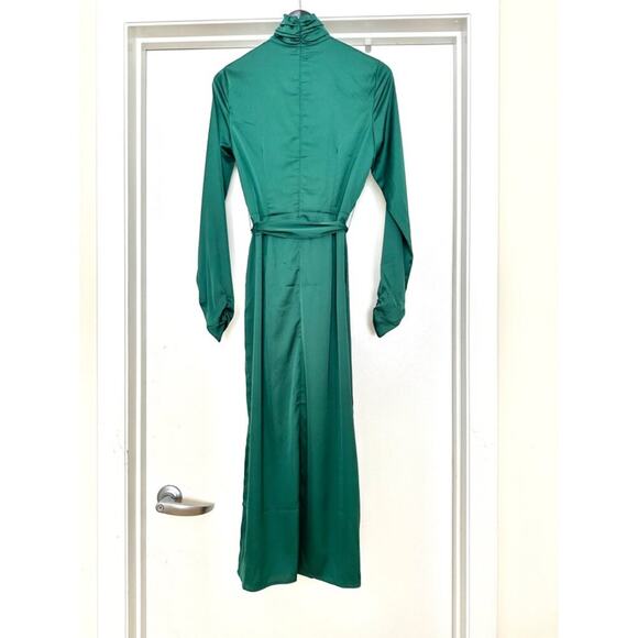 NWT Alexa Admor Emerald Green Long Sleeve High Neck Midi Dress sz 2 - Picture 7 of 10